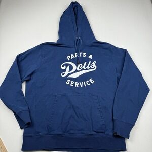 Deus Hoodie Mens 2XL Blue Parts & Service Pullover Sweatshirt Graphic Logo XXL